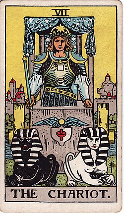 The Chariot tarot card from the Rider-Waite-Smith deck