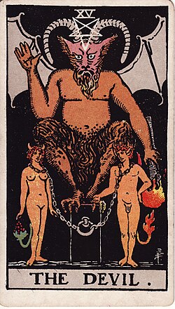 The Devil tarot card from the Rider-Waite-Smith deck