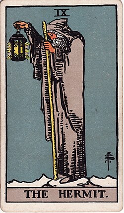 The Hermit tarot card from the Rider-Waite-Smith deck